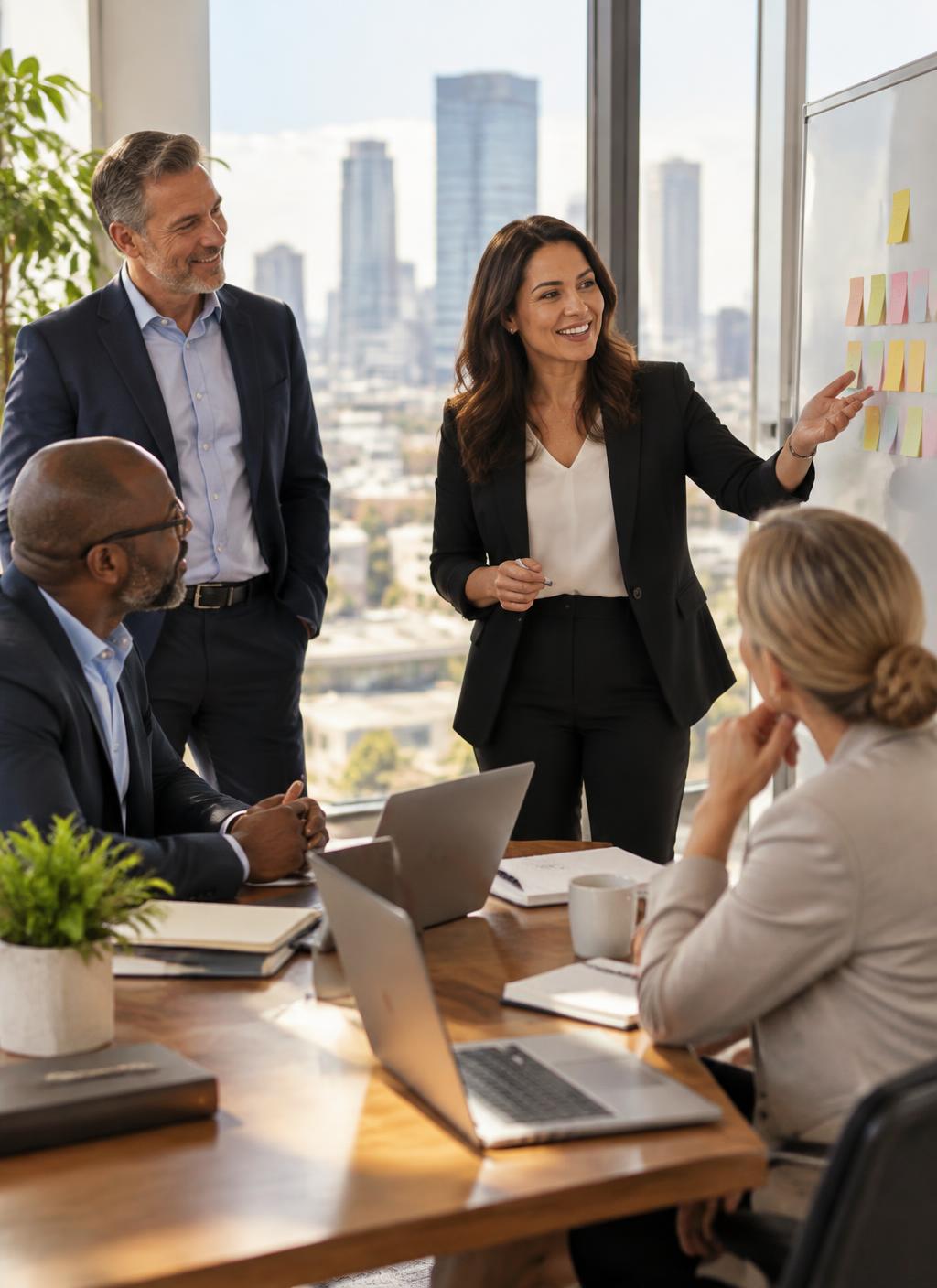 Senior business leaders in an executive working session